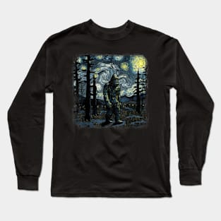 Bigfoot Starry Night Sasquatch Long Sleeve T-Shirt